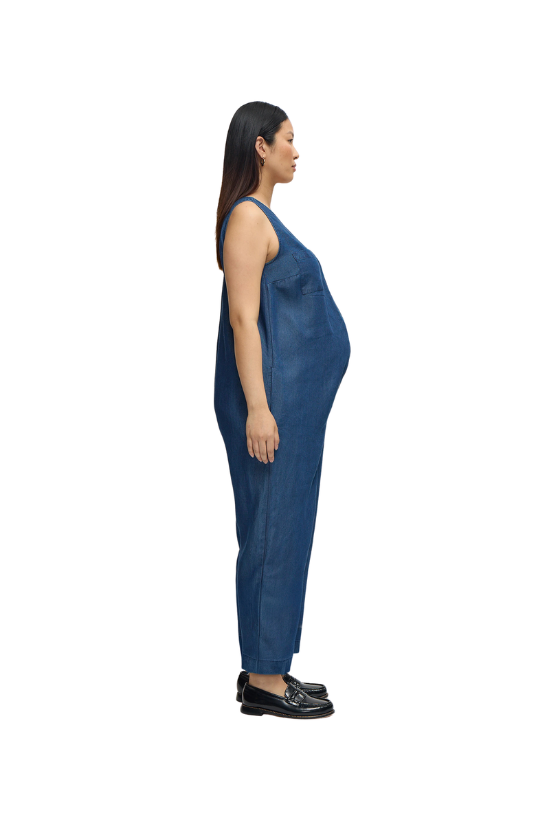 Ingrid & Isabel The Zip & Relax Chambray Maternity + Nursing Jumpsuit, Alternate, color, Indigo