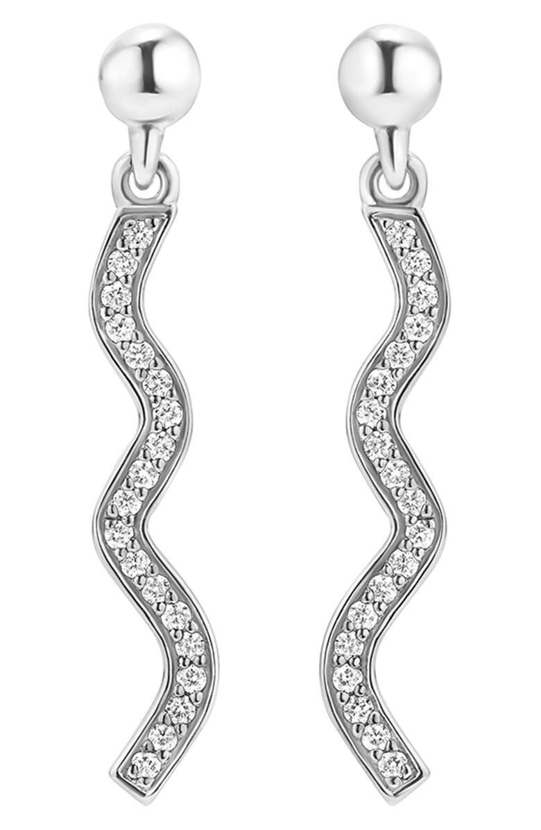 LAGOS Caviar Spark Diamond Wave Drop Earrings, Main, color, Silver