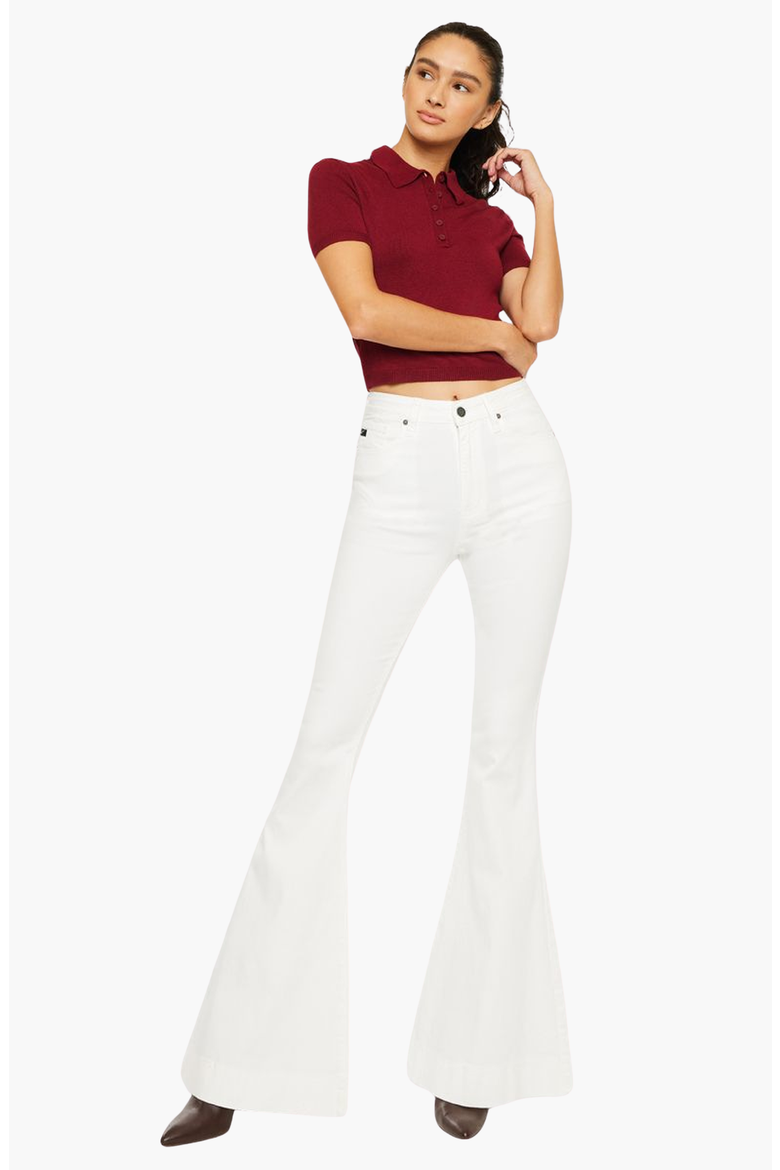 Braelynn Essentials High Rise Super Flare Jeans, Alternate, color, White