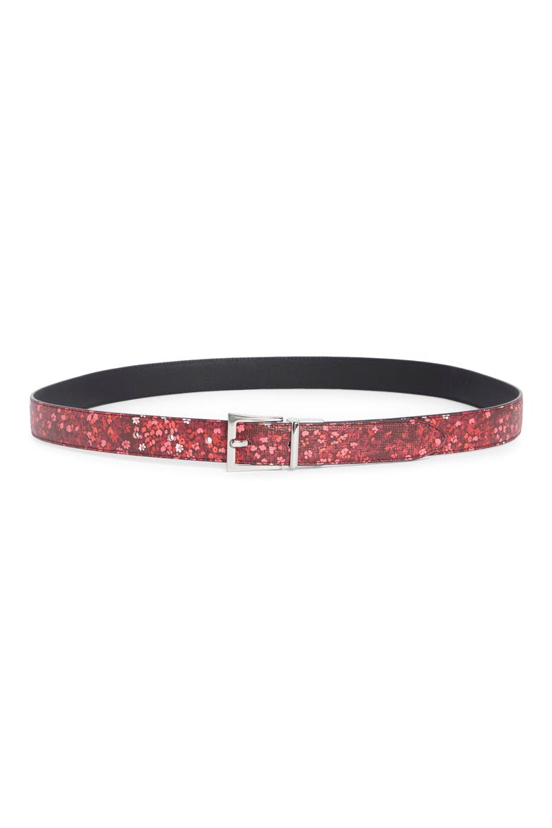 Fleur Reversible Leather Belt, Main, color, RED/ BLACK
