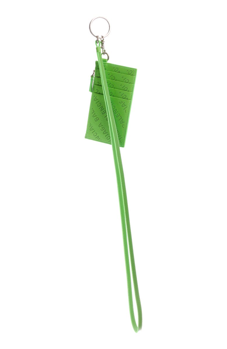 Balenciaga Cash Perforated Logo Leather Lanyard Card Case, Alternate, color,