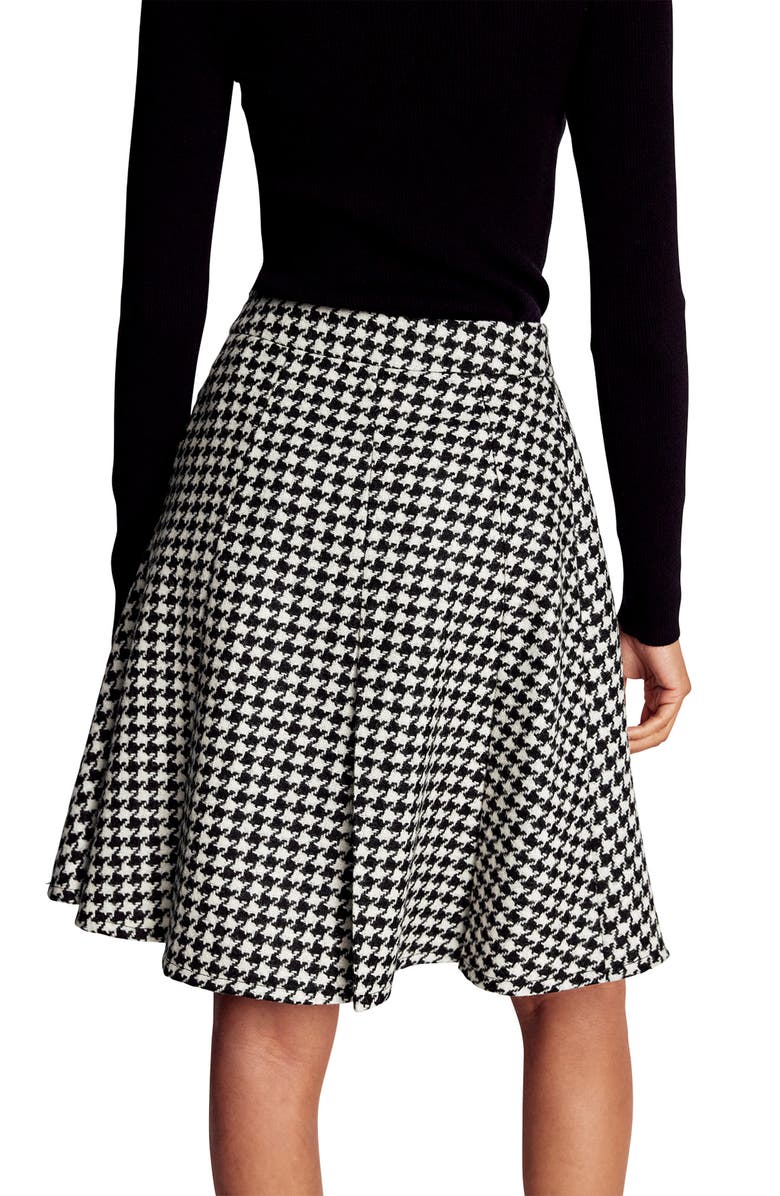 Boden Houndstooth Check Wool Skirt, Alternate, color, Black Dogstooth