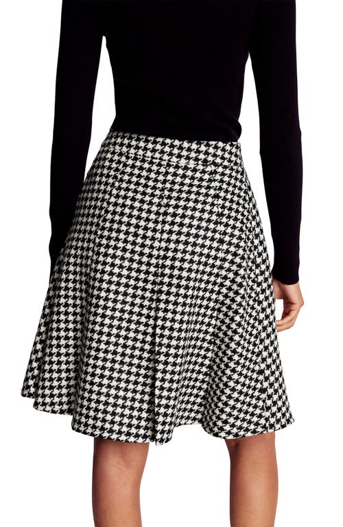 Boden Houndstooth Check Wool Skirt In Black