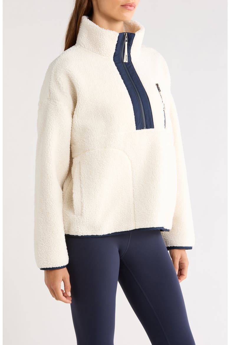 Reese Half-Zip Fleece Pullover, Alternate, color, CREME/ INDIGO