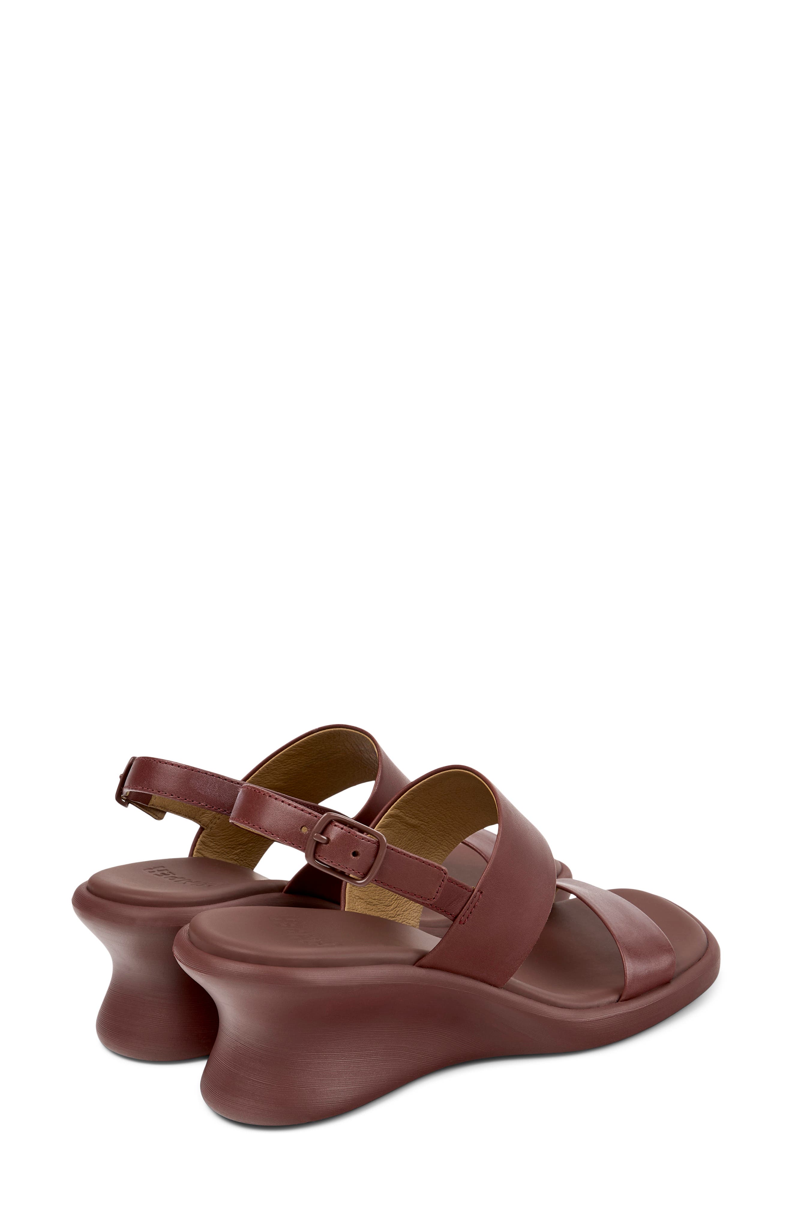 Camper Louise 2-Strap Slingback Wedge Sandal, Alternate, color, Burgundy
