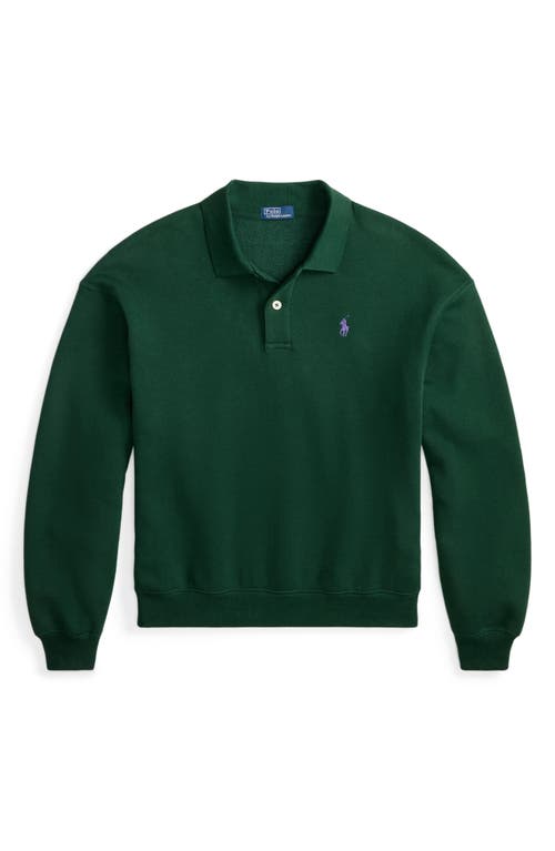 Polo Ralph Lauren Cotton Blend Fleece Polo Sweatshirt In Green