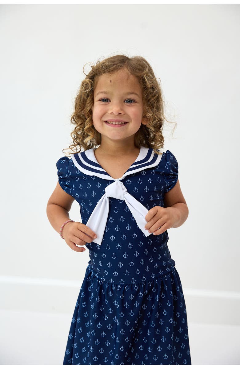 Courtside Kids Girls Sailor Tennis Skort Dress, Alternate, color, Navy
