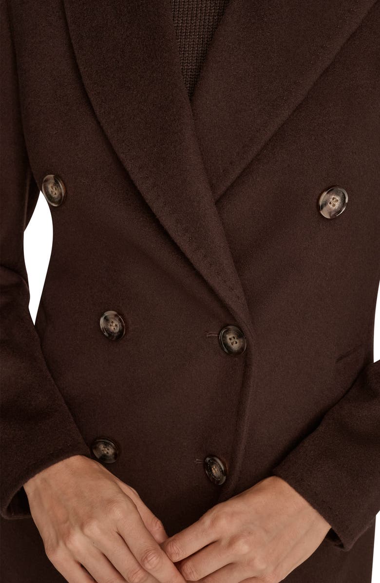 Donna Karan New York Tailored Double Breasted Wool Blend Coat, Alternate, color, Chocolate Plum