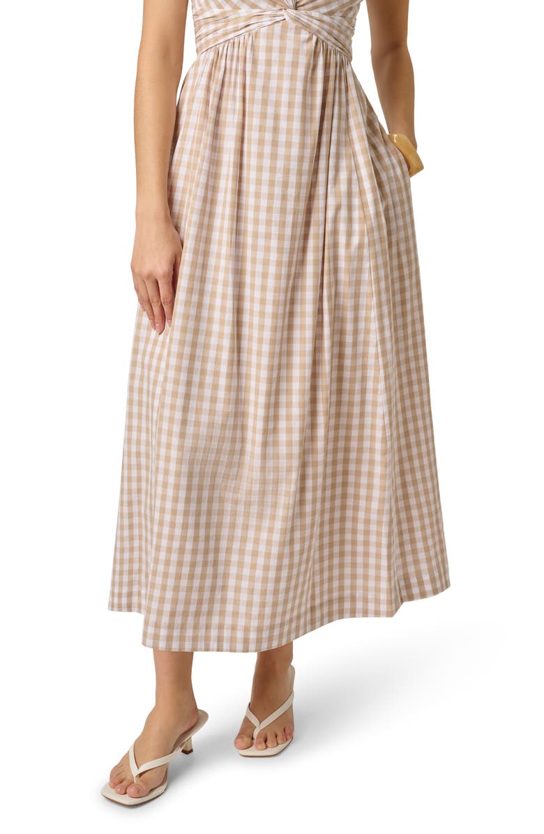 Adrianna Papell Twist Front Midi Dress, Alternate, color, Beige/ Ivory
