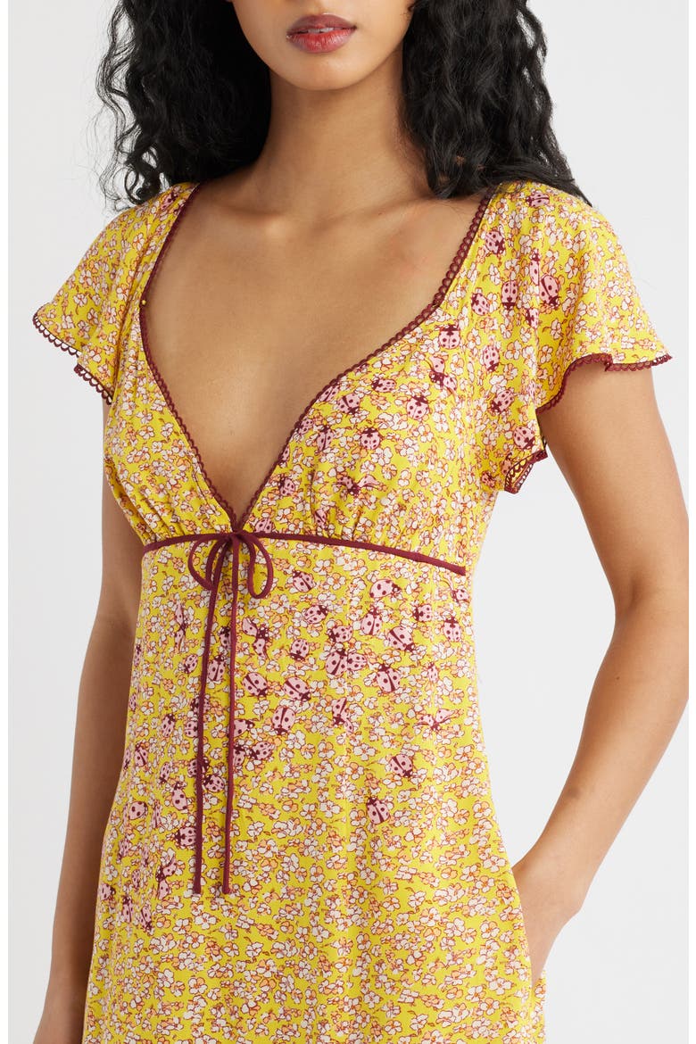 Backroads Floral Flutter Sleeve Mini Sundress, Alternate, color, DANDELION COMBO
