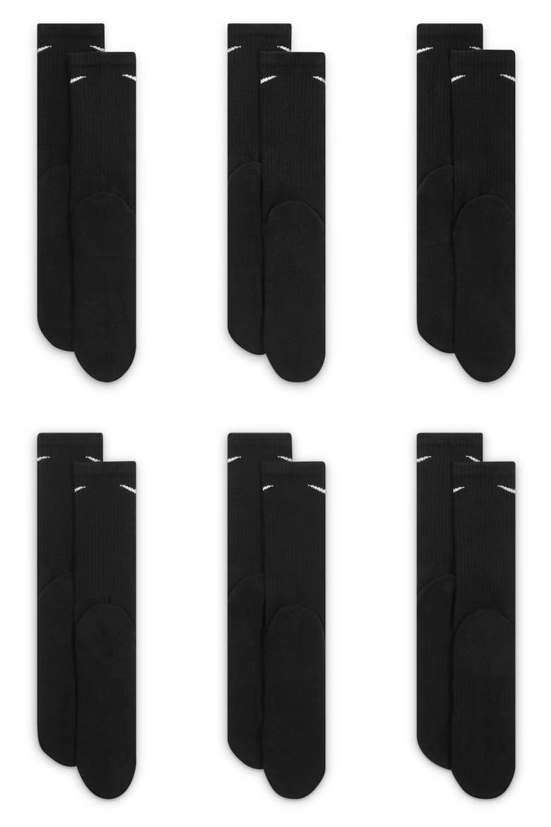 Kids' 6-Pack Everyday Cushioned Training Crew Socks, Alternate, color, 010 BLACK/WHITE
