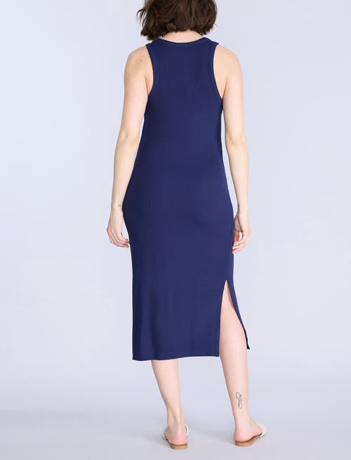 Motherhood Maternity Crew Neck Sleeveless Racerback Maternity Midi Dress In Blue