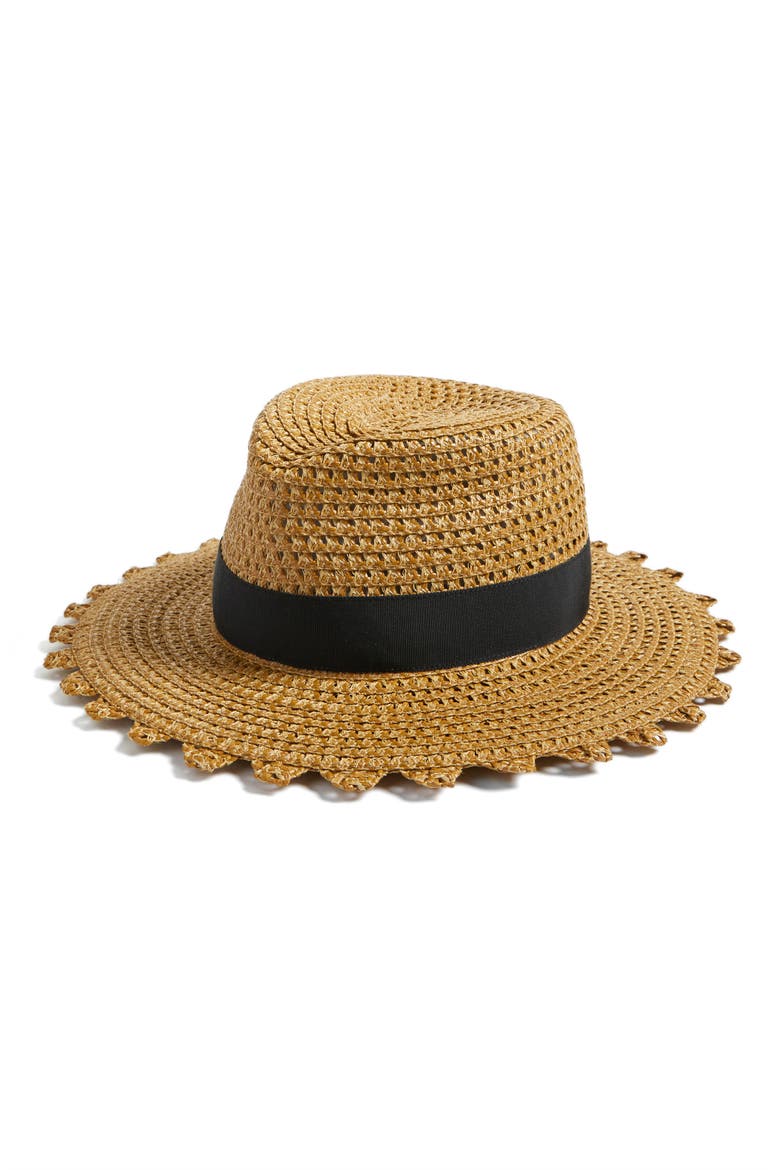 Cannes Squishee® Straw Hat, Main, color, NATURAL/ BLACK