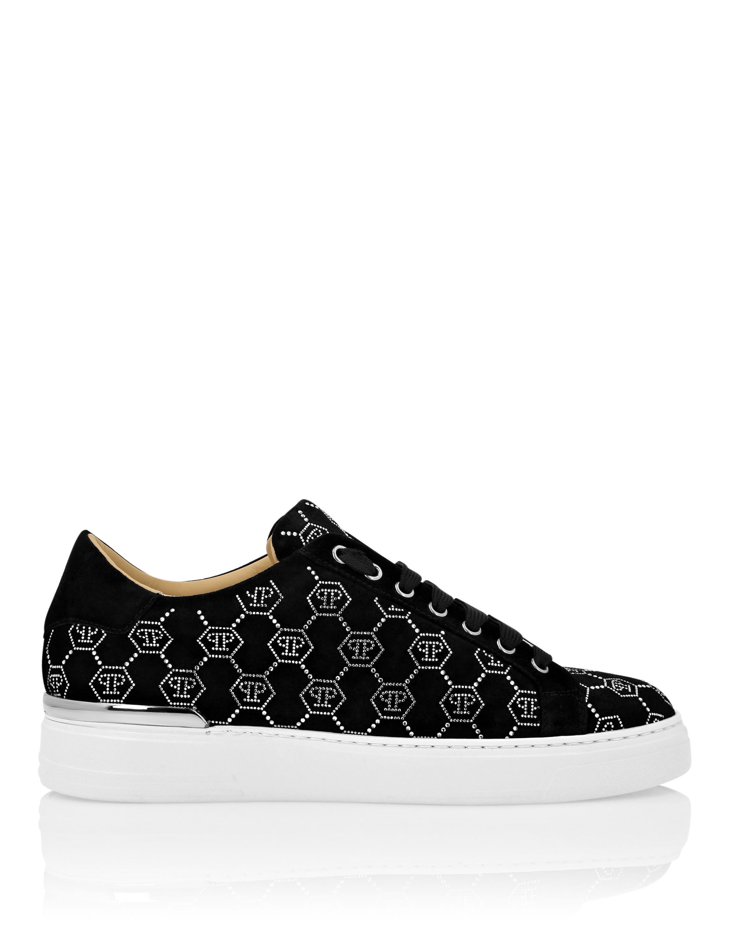 Nappa Leather Lo-Top Sneakers Strass Monogram Men, Alternate, color, black