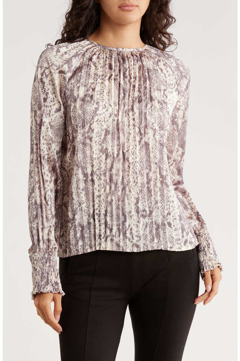 Long Sleeve Snake Print Top, Main, color, GREY SNAKE PRINT