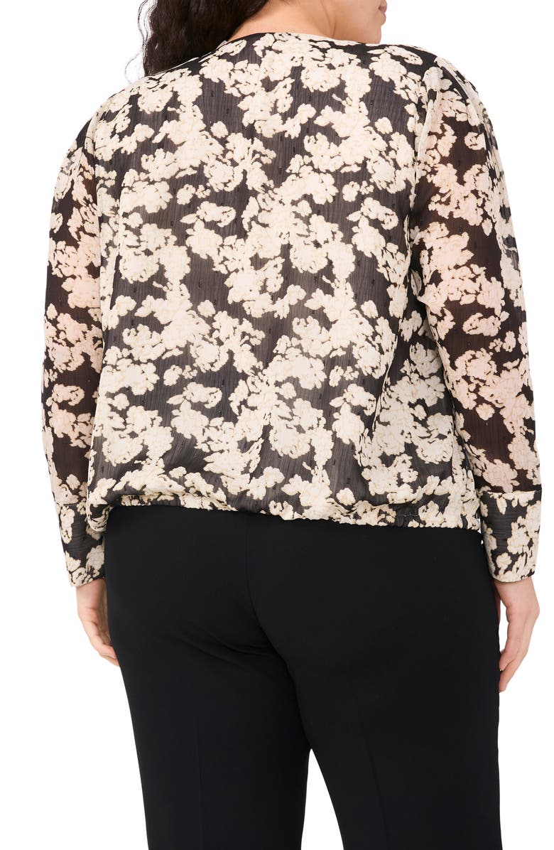 Vince Camuto Bead Detail Floral Wrap Front Chiffon Top, Alternate, color, Rich Black