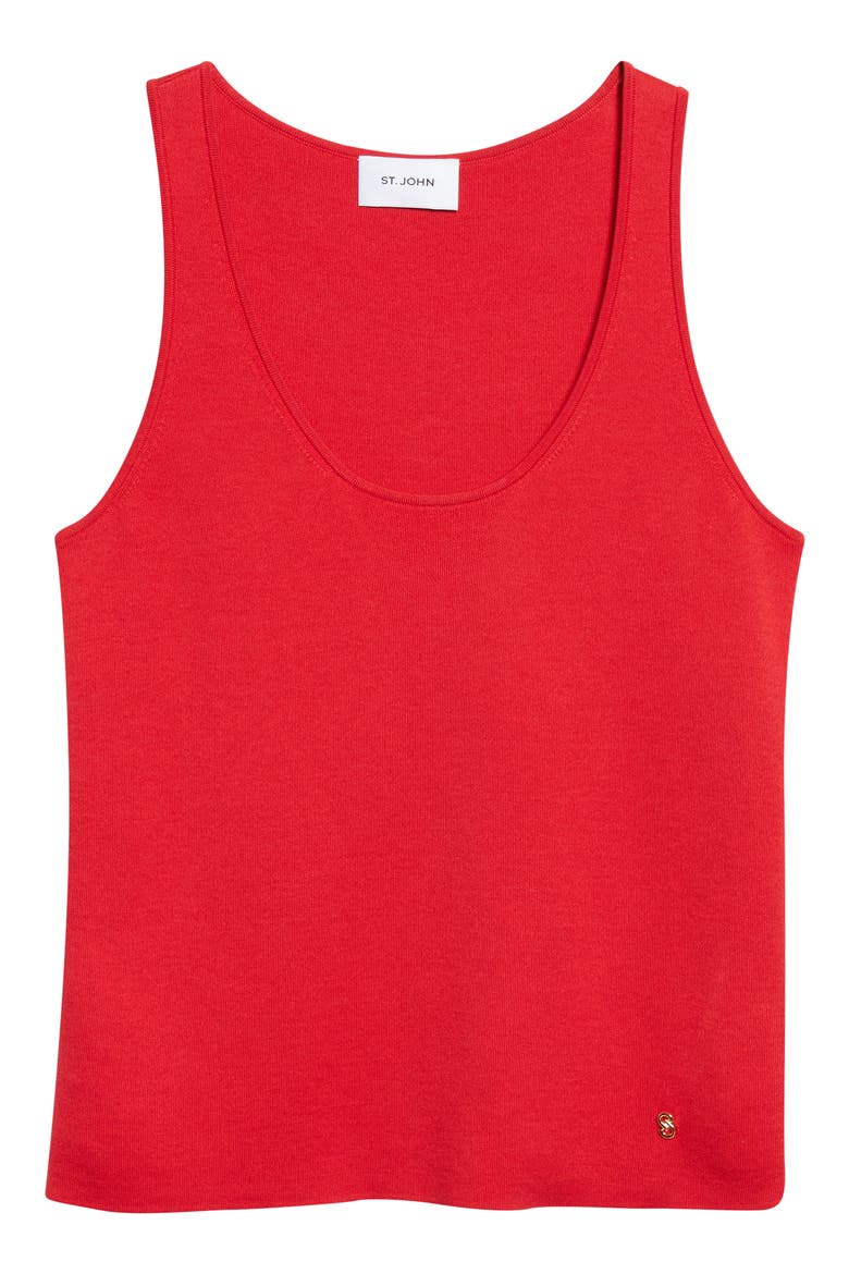 Silk & Cotton Sweater Tank, Alternate, color, SCARLET
