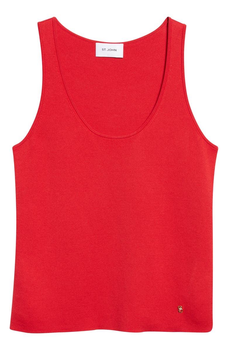 ST. JOHN Silk & Cotton Sweater Tank, Alternate, color, Scarlet