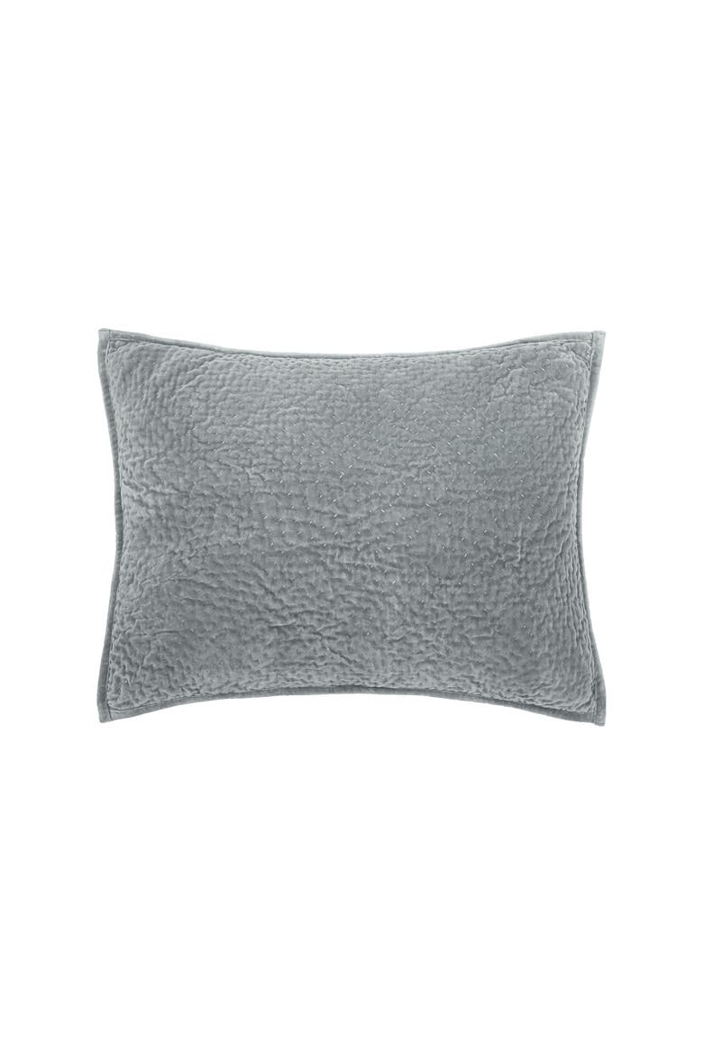Vela Silver Moss Grey Cotton Standard Sham 20" x 26", Main, color, Silver