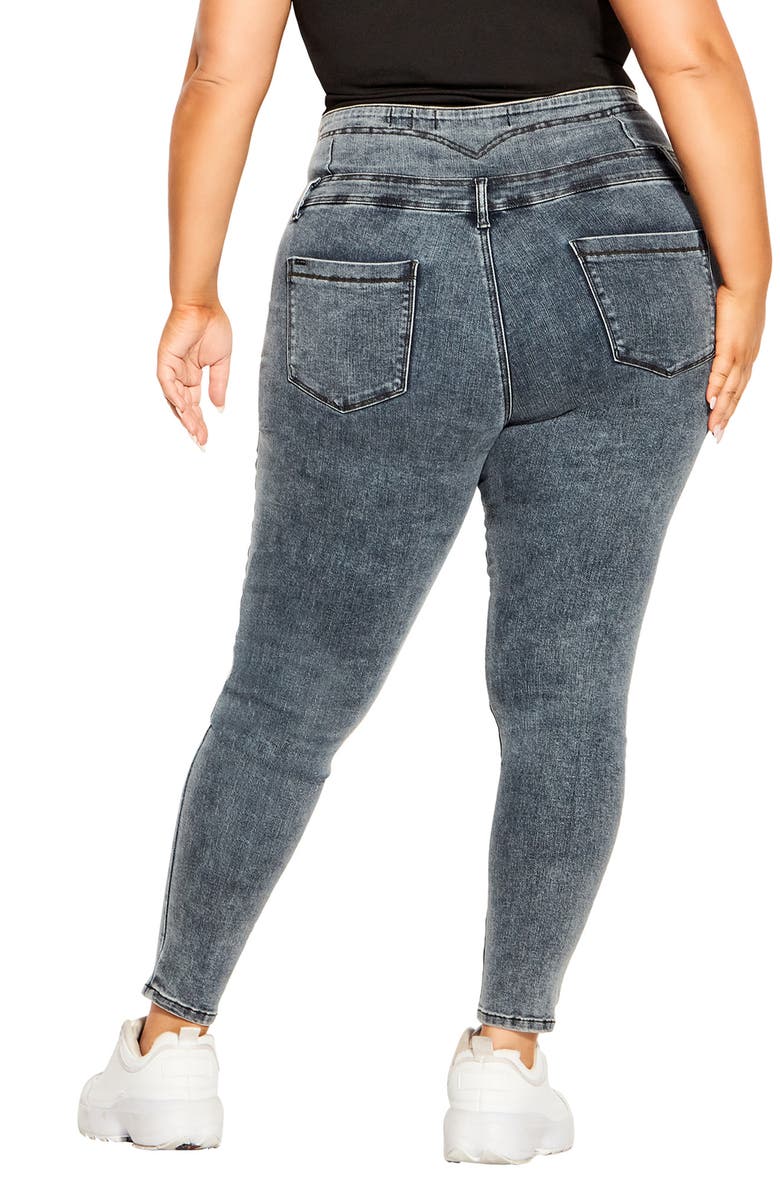 City Chic Asha Ripped Skinny Jeans, Alternate, color, Blue Grey