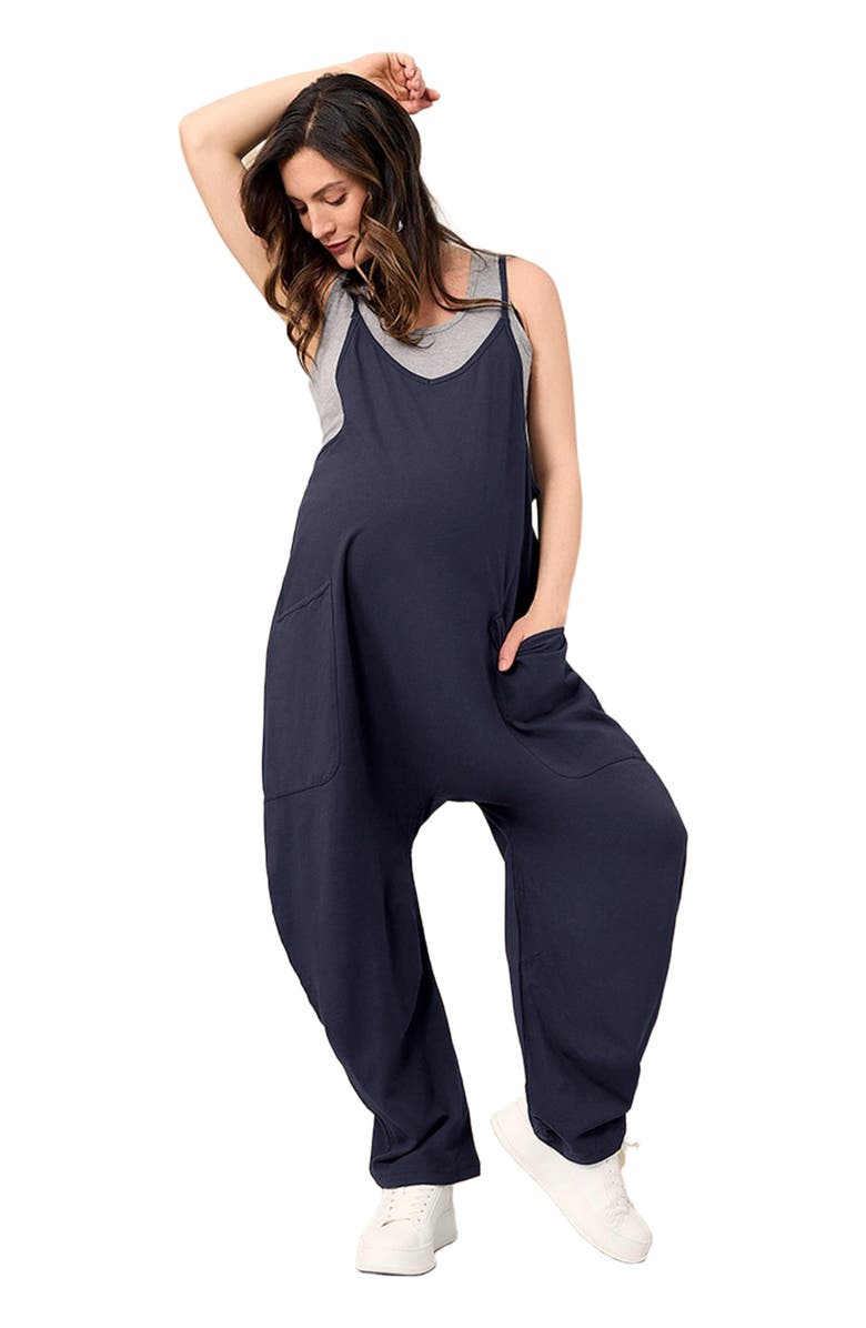 MOTHERHOOD MATERNITY Sleeveless Relaxed Fit Maternity Jumpsuit, Alternate, color, Black
