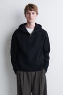 COS Boiled Merino Wool Half-zip Hoodie