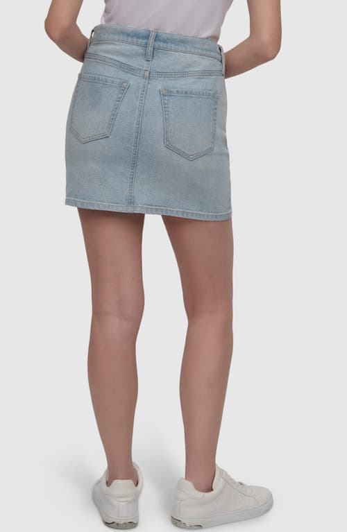 Dkny Jeans Embellished High Waist Denim Miniskirt