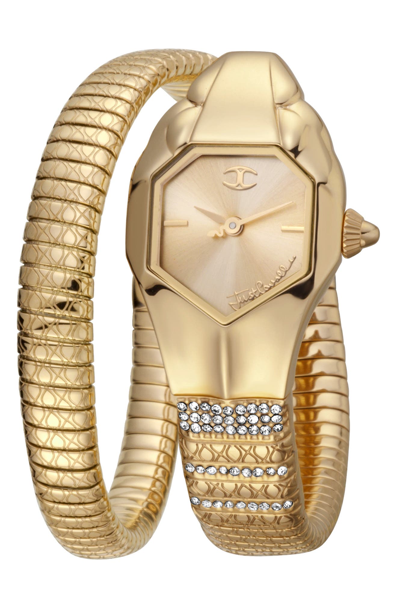 Glam Snake Wraparound Bracelet Watch, 22mm