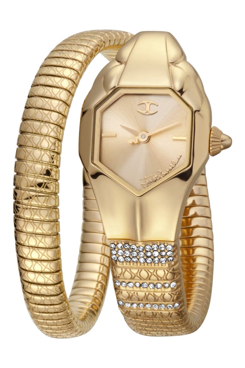 Glam Snake Wraparound Bracelet Watch, 22mm, Main, color, GOLD
