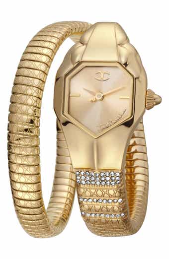 Glam Snake Wraparound Bracelet Watch, 22mm