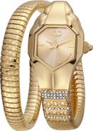 Just Cavalli Glam Snake Wraparound Bracelet Watch, 22mm
