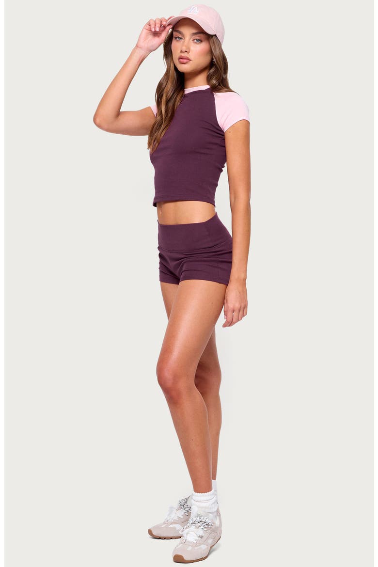 Anlie Contrast Raglan T-shirt, Alternate, color, PLUM-AND-PINK