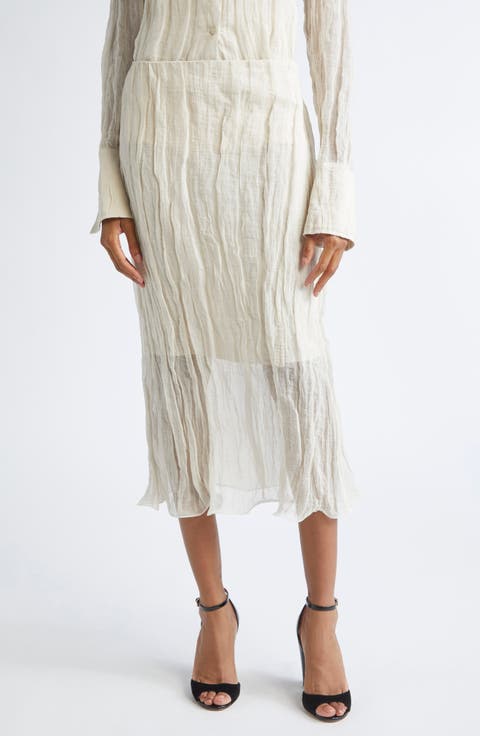 The James Metallic Organza Straight Skirt