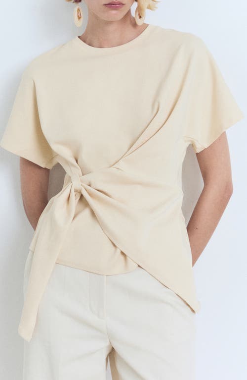Mango Draped Cotton T-shirt In Neutral