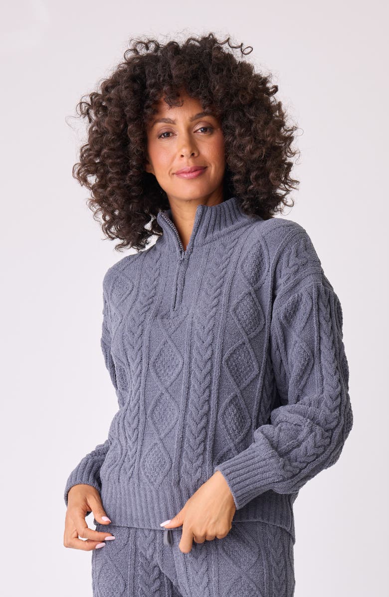 PJ Salvage Cable Stitch Half Zip Sweater, Alternate, color, 