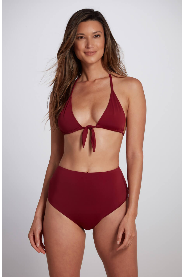 Maya Triangle Bikini Top, Main, color, Burgundy