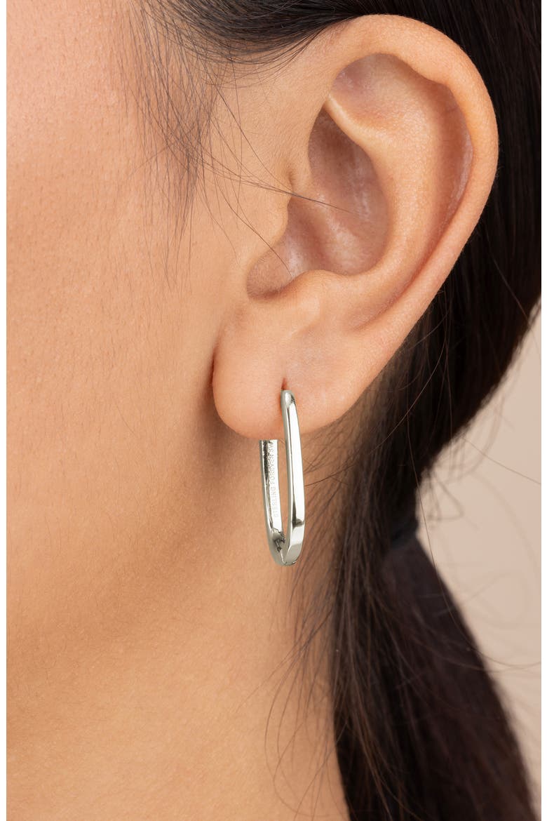 Zuxana Polished Oval Hoop Drop Earrings, Alternate, color, SILVER