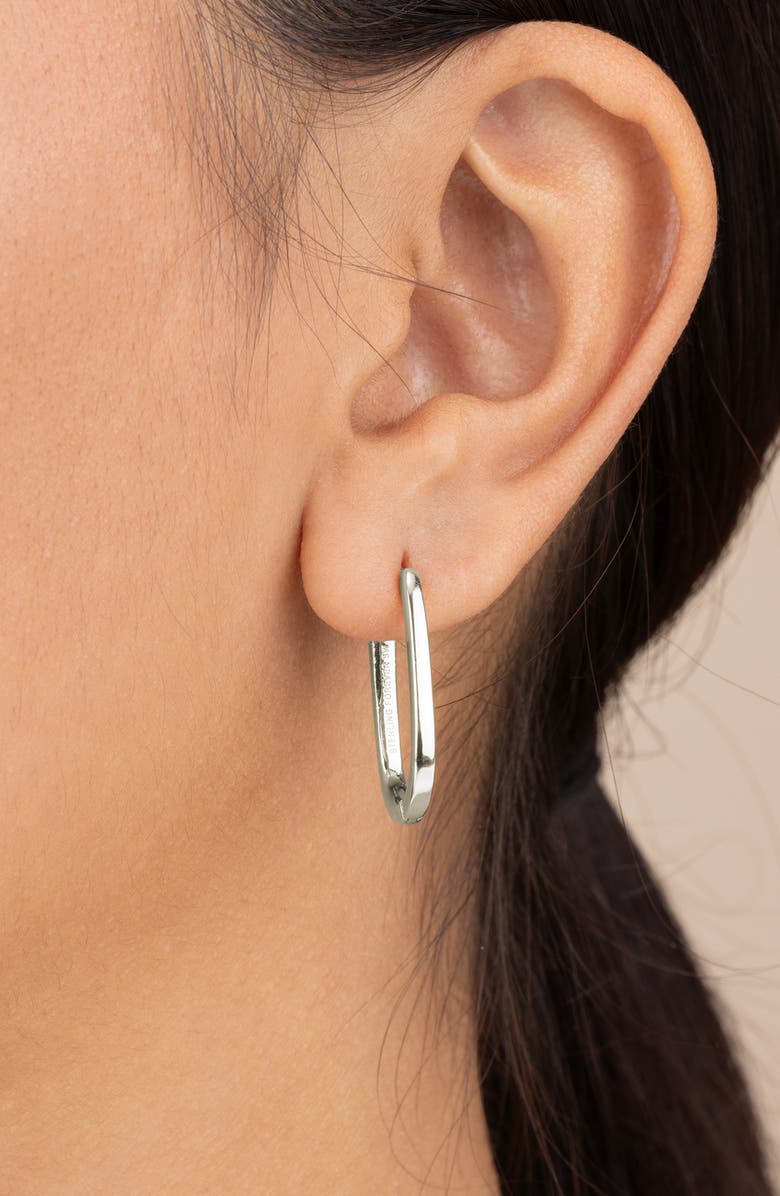 Sterling Forever Zuxana Polished Oval Hoop Drop Earrings, Alternate, color, Silver