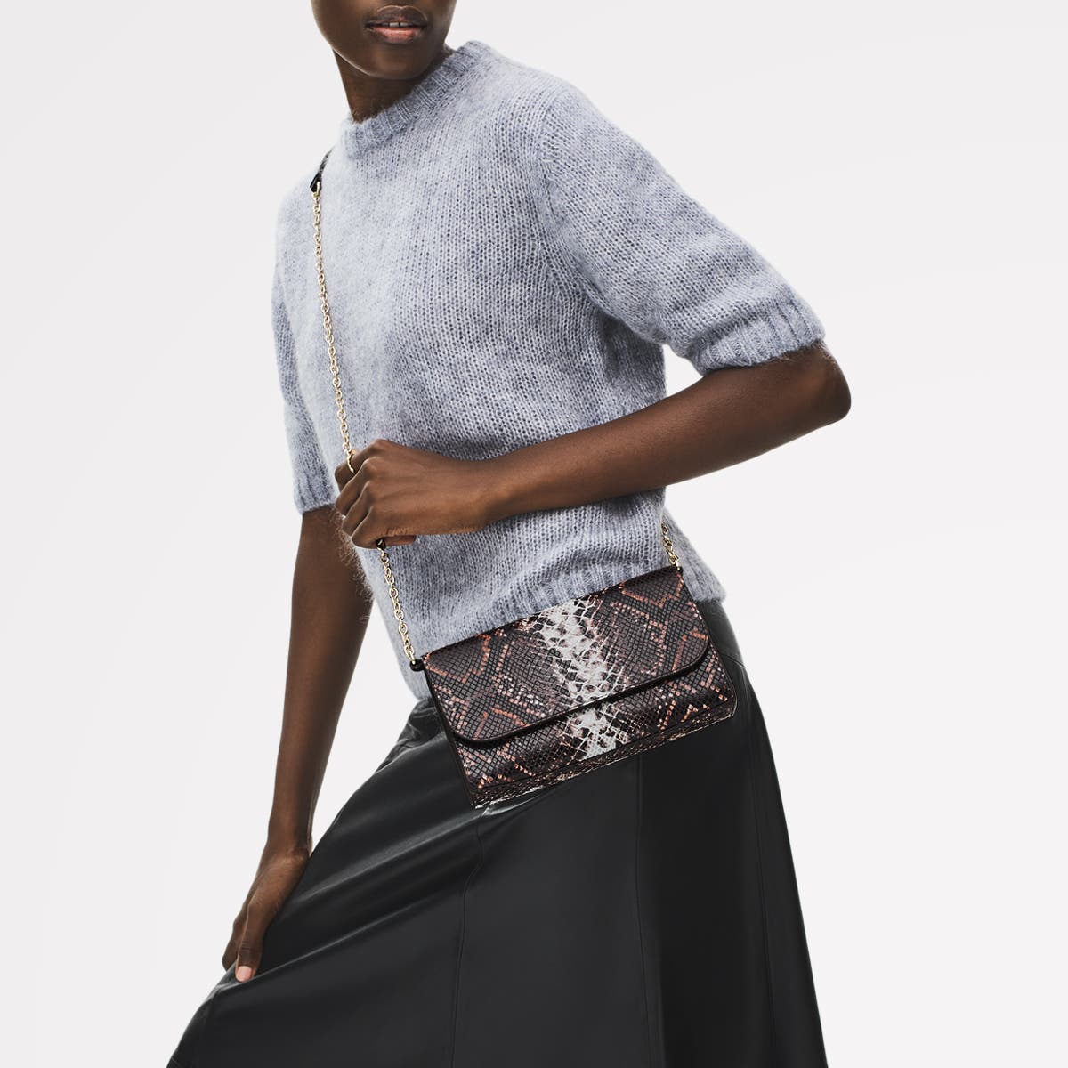 Radley The Rathbone - Faux Snake Micro Flapover Crossbody Bag, Alternate, color, Carmine