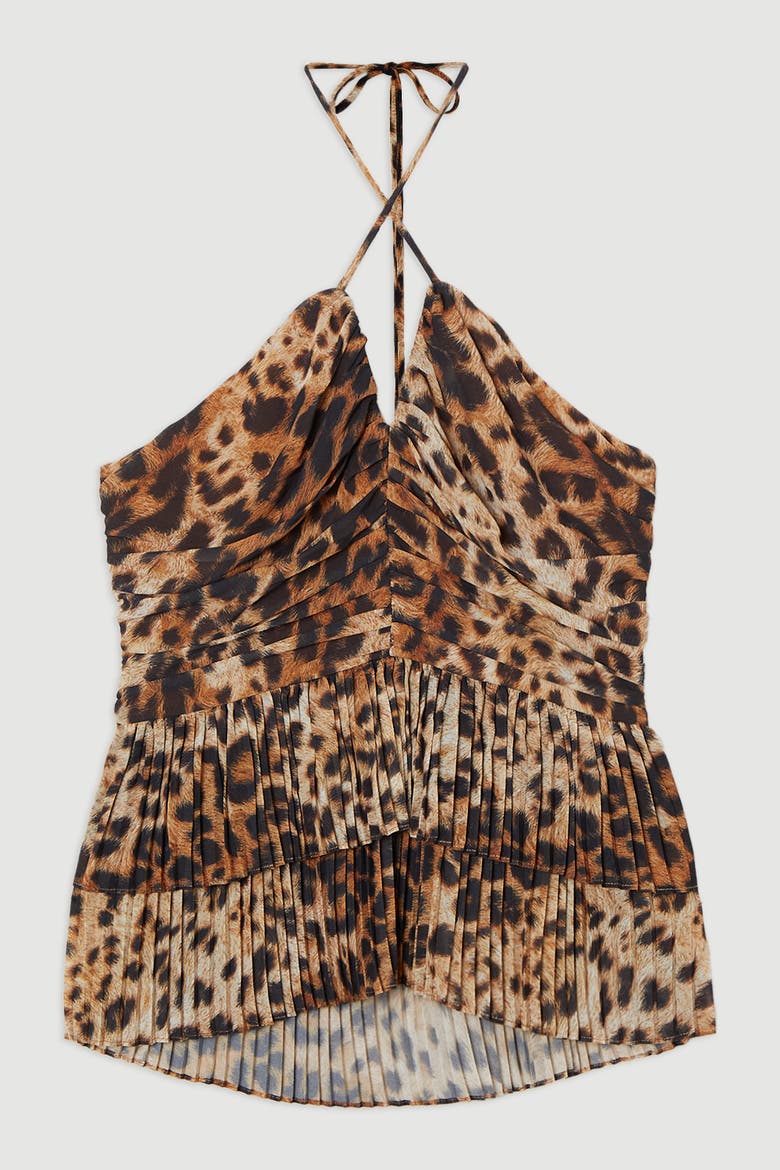 Tiered Halterneck Top, Alternate, color, Animal