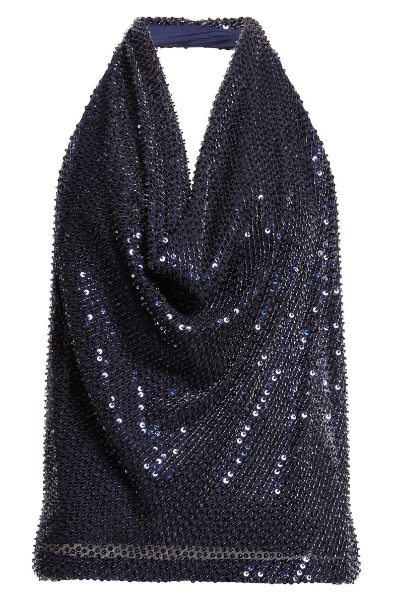 Ramy Brook Alice Sequin Halter Top, Alternate, color, Navy Beaded Mesh