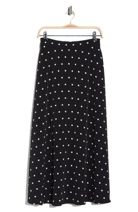 Luxe Polka Dot Crepe Midi Skirt