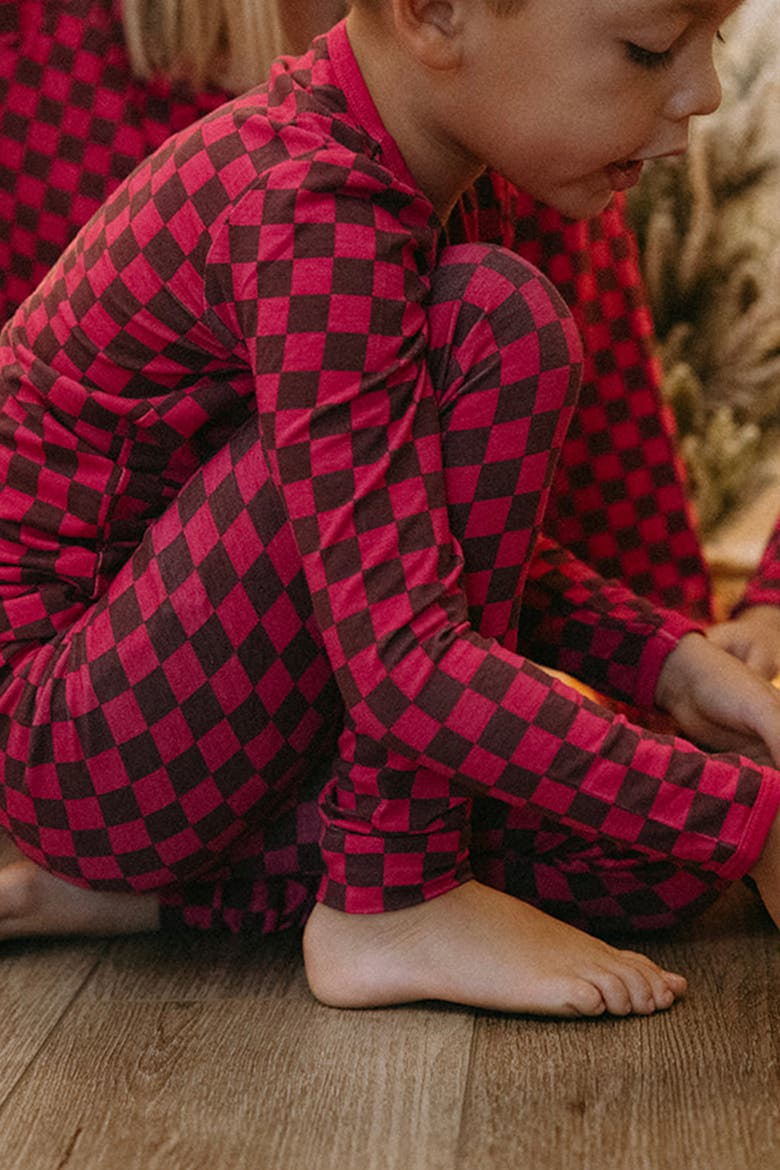 Long Sleeve Pajama Set - Clover x Bohemian Mama, Alternate, color, Holiday checkered red