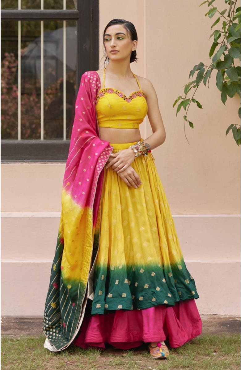 RAAS Adele Hand Tie Dye Layered Lehenga Choli, Alternate, color, 