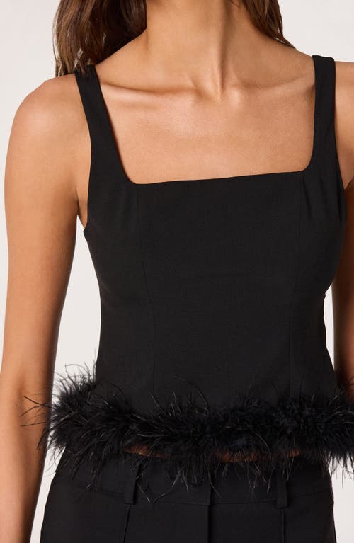 Astr The Label Feather Trimmed Crop Top In Black