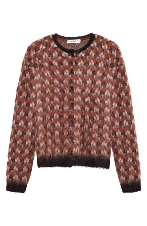 Mattieu Brushed Mohair & Alpaca Blend Jacquard Cardigan