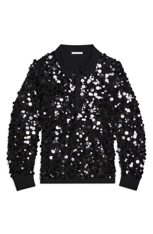 Helmut Lang Wool Palette Sequin Polo Top