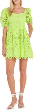 English Factory Scallop Hem Eyelet Minidress