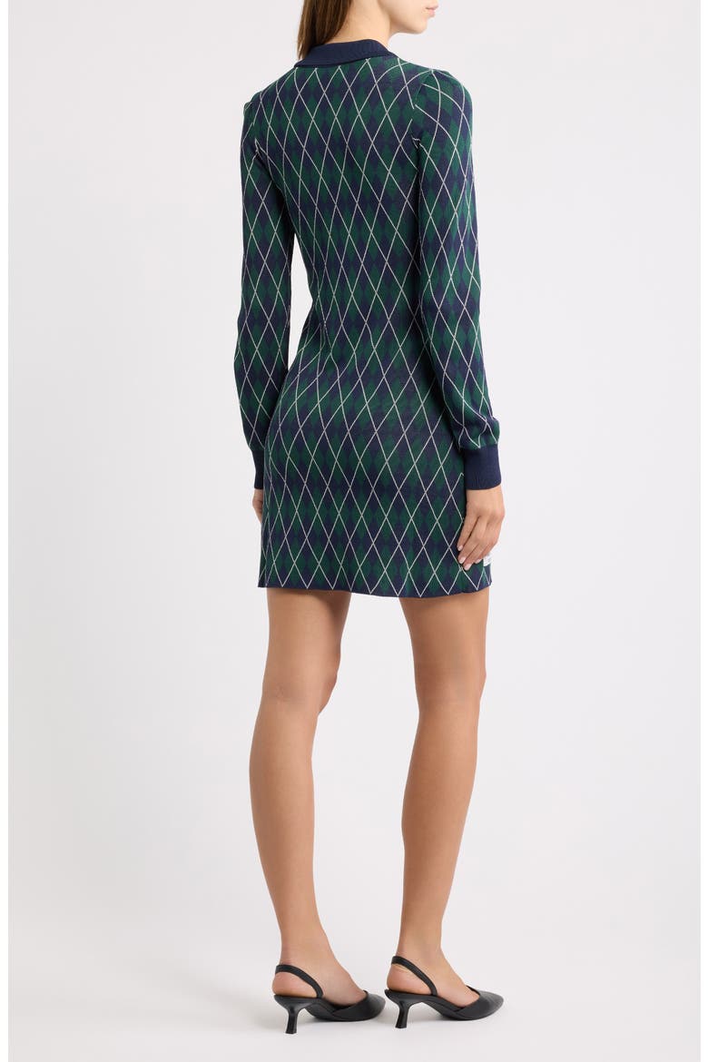 Argyle Long Sleeve Minidress, Alternate, color, NAVY