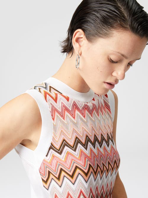 Missoni Viscose-blend Crewneck Vest With Chevron Insert In Multicoloured